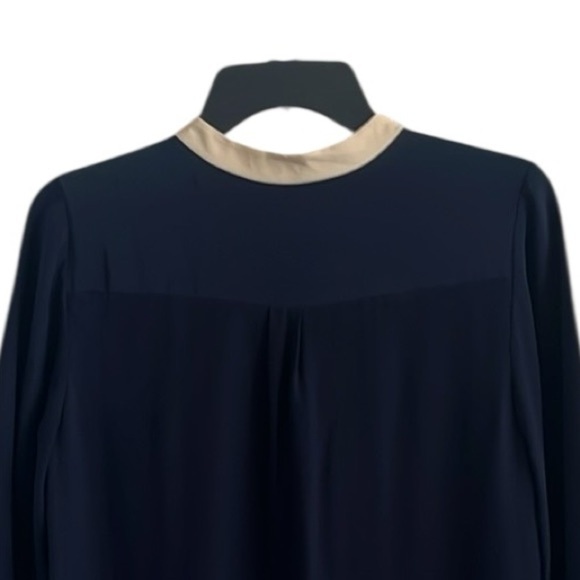 J. Crew Blue and Cream 3/4 Sleeve Silk Dress Size 4 - Picture 4 of 8